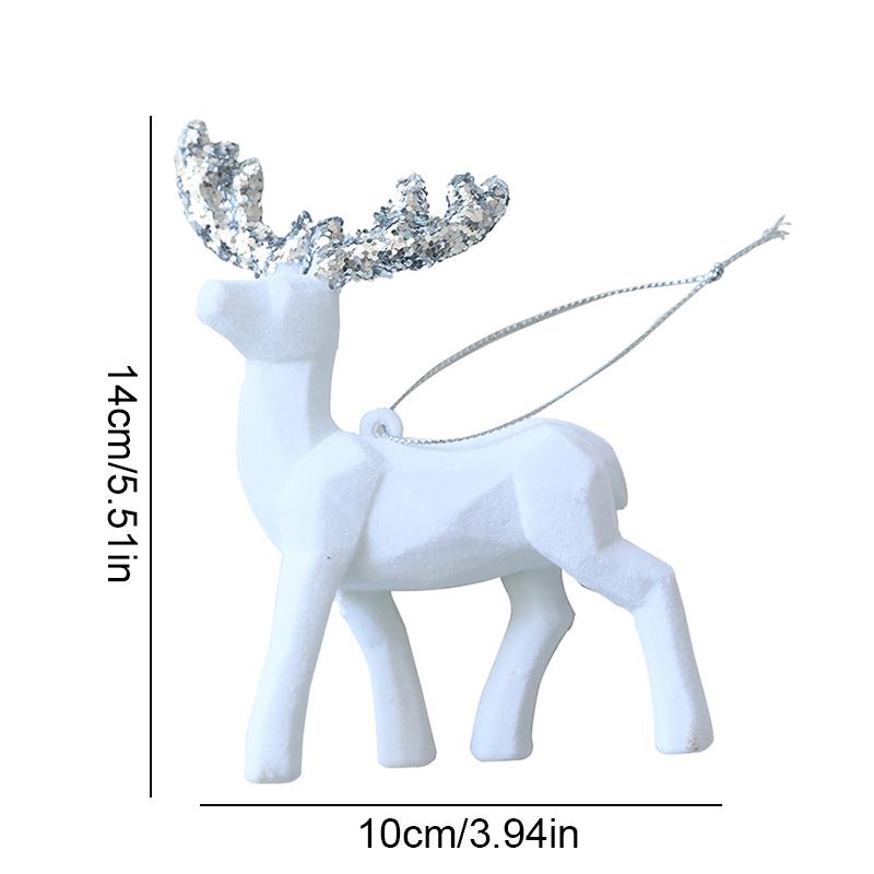 1PC Flocked Reindeer Tree Decoration Glitter Reindeer Scandinavian Christmas Ornament Holiday Decor 10x14cm