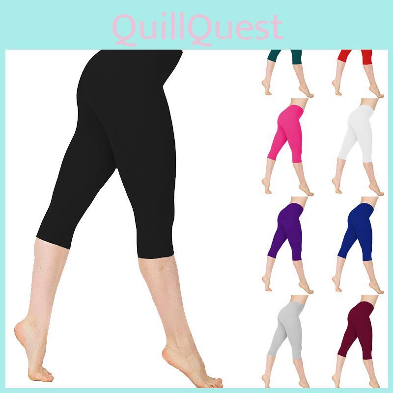 Womens Low Waist Yoga 34 Capri Pants Fitness Sports Gym Basic Leggings Shorts