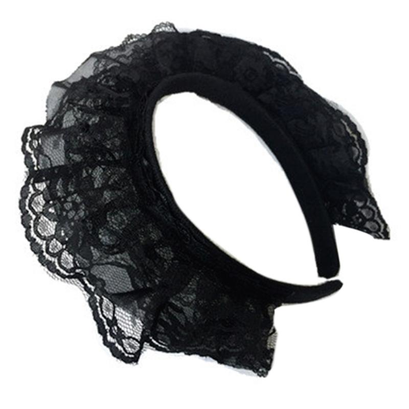 Girls Ruffles Lace Headwear Multilayer Lace Headband Mesh Lace Novelty Headpiece Maid Anime Cosplay Hair Ornaments