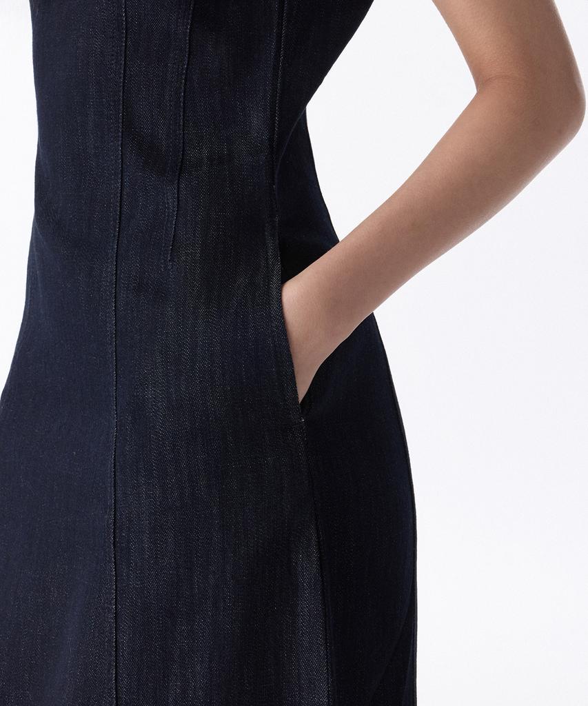 Musinsa Standard Woman Women'S Paneled Denim Maxi Dress [Deep Indigo]