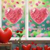 PVC Valentine's Day Window Stickers Love Heart Balloon Shape Pink Red Flower Rose Love Heart Window Decals Removable Static