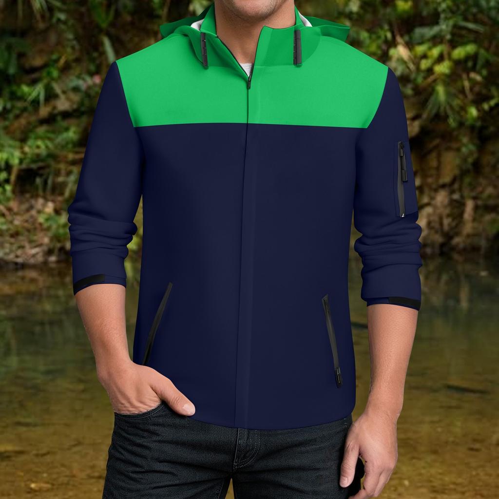 Rain Jacket Men Waterproof Windbreaker, Lightweight Hooded Raincoat For Daily Casual