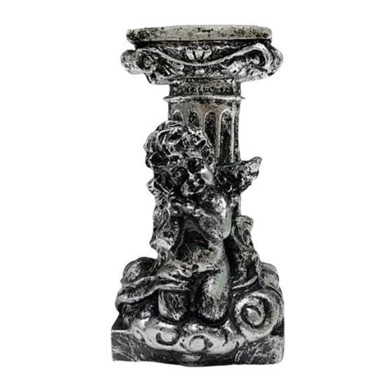Crystal Ball Stand Resin Ornament, Retro Roman Column with Angel Relief Decorative Display Base for 3-6cm Crystal Balls, Creative Desktop Ornaments серебряный