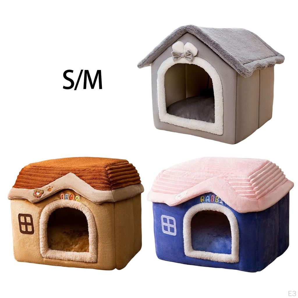 Dog Bed House Removable Cushion Floor for Small Medium Indoor
