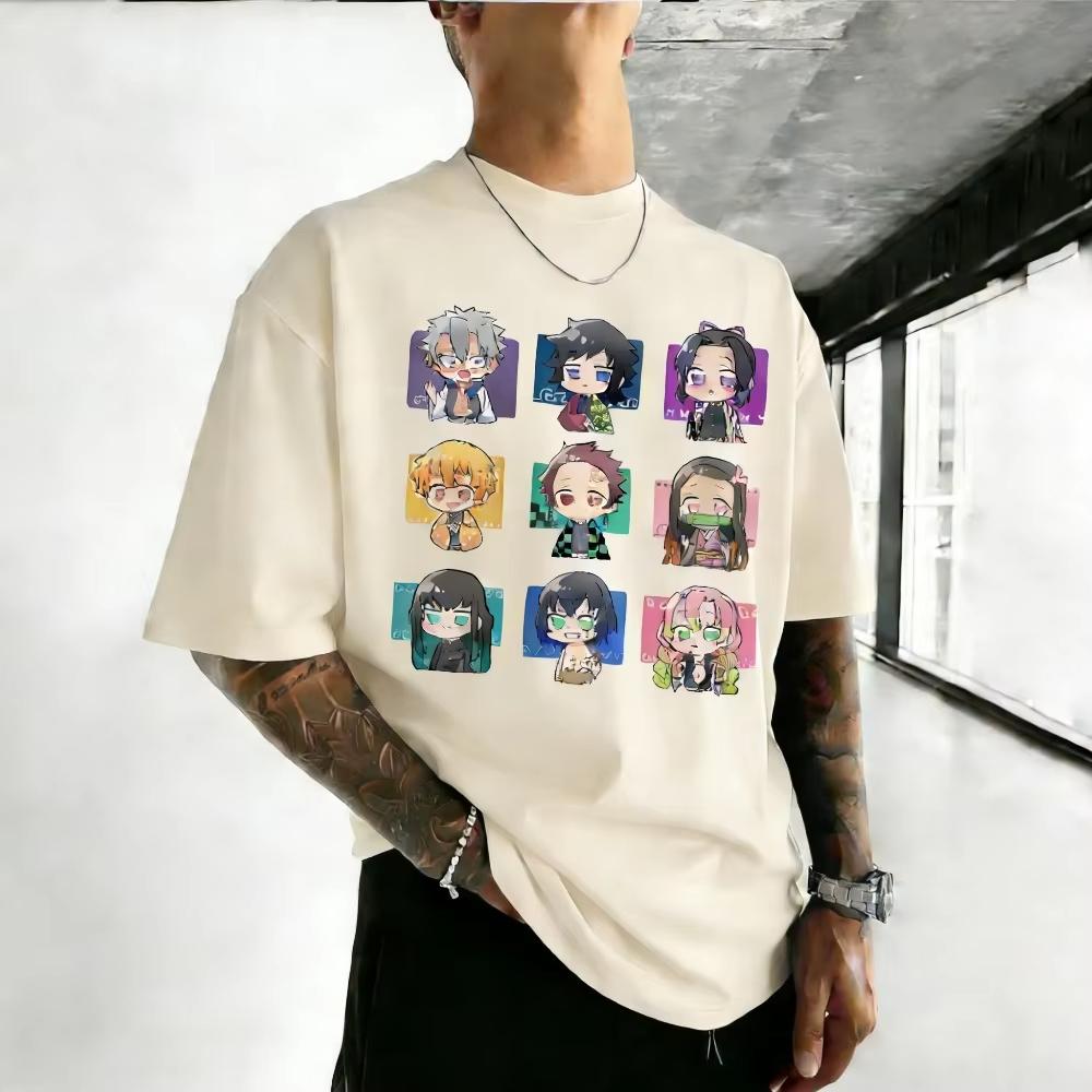 Unisex pure cotton Tshirt  Demon Slayer  Summer 2026 Anime Print Loose Family ShortSleeved Shirt