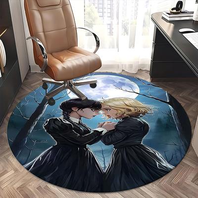 Wednesday Addams,Gothic Friendship Chair Mat Round Rug Office Carpet, Non Slip, Suitable for Living Rooms, Bedrooms,Decor1205728a