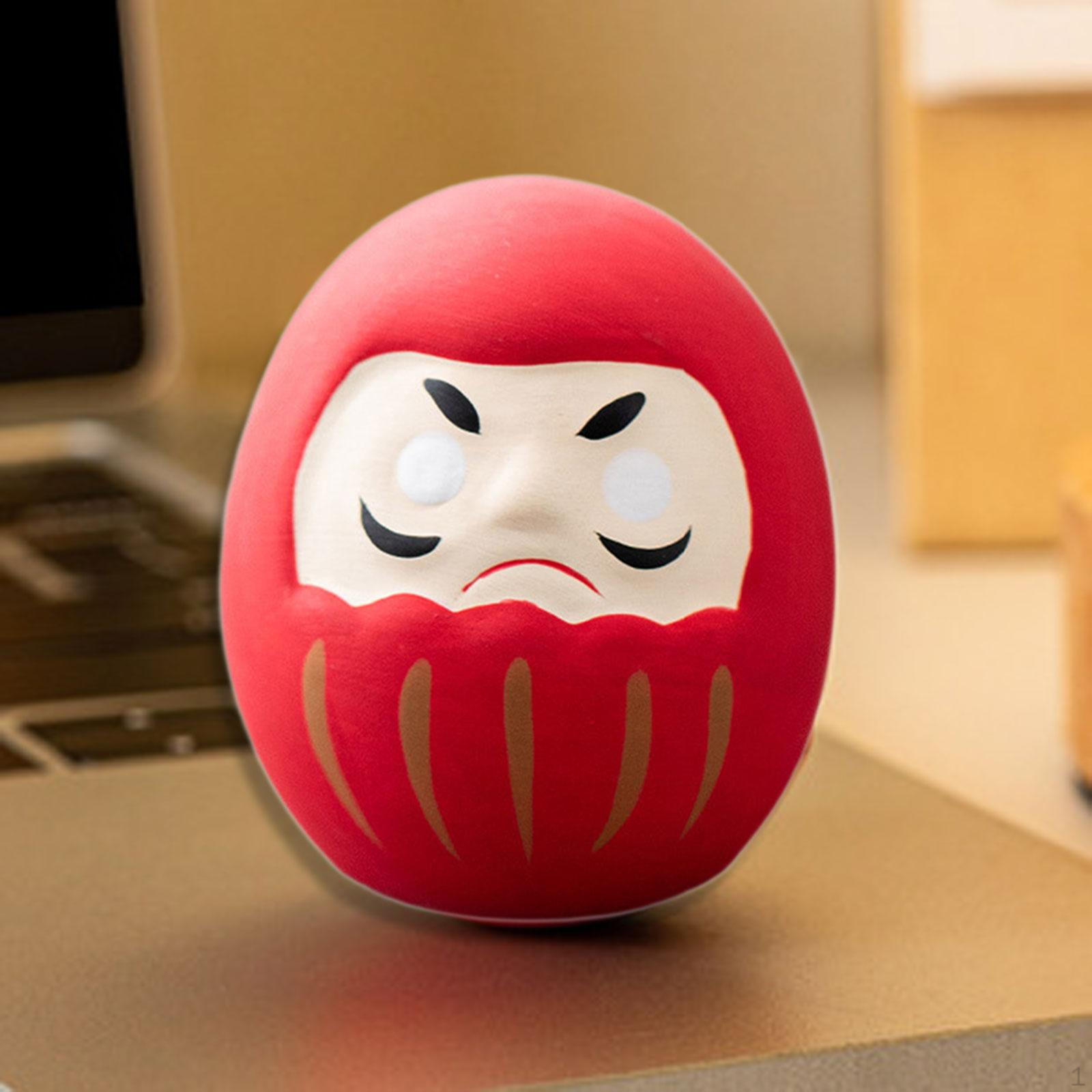 Японская фигурка Дарума Керамическая статуэтка Декор для дома Креативный центральный элемент Декоративное украшение для стола красный