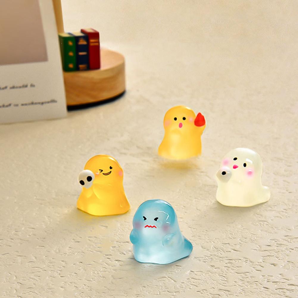 Glow-in-The-Dark Mini Ghost Figurines for Halloween Decoration Luminous Resin Cute Miniature Spooky Ghost with Box Party Favors