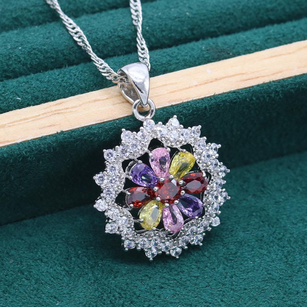 Jewelry European and N Anti Allergic Zircon Necklace Earring Jewelry Set