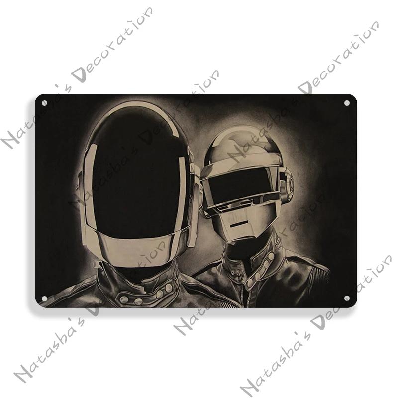 Daft Punk Vintage Poster Rock Music Metal Sign Retro Poster Metal Plaque Pub Bar Club Bedroom Decorative Plate Music Wall Decor