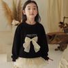 Girls' Bow Long Sleeve Round Neck Sweatshirt - Sweet Autumn/Winter Casual Top
