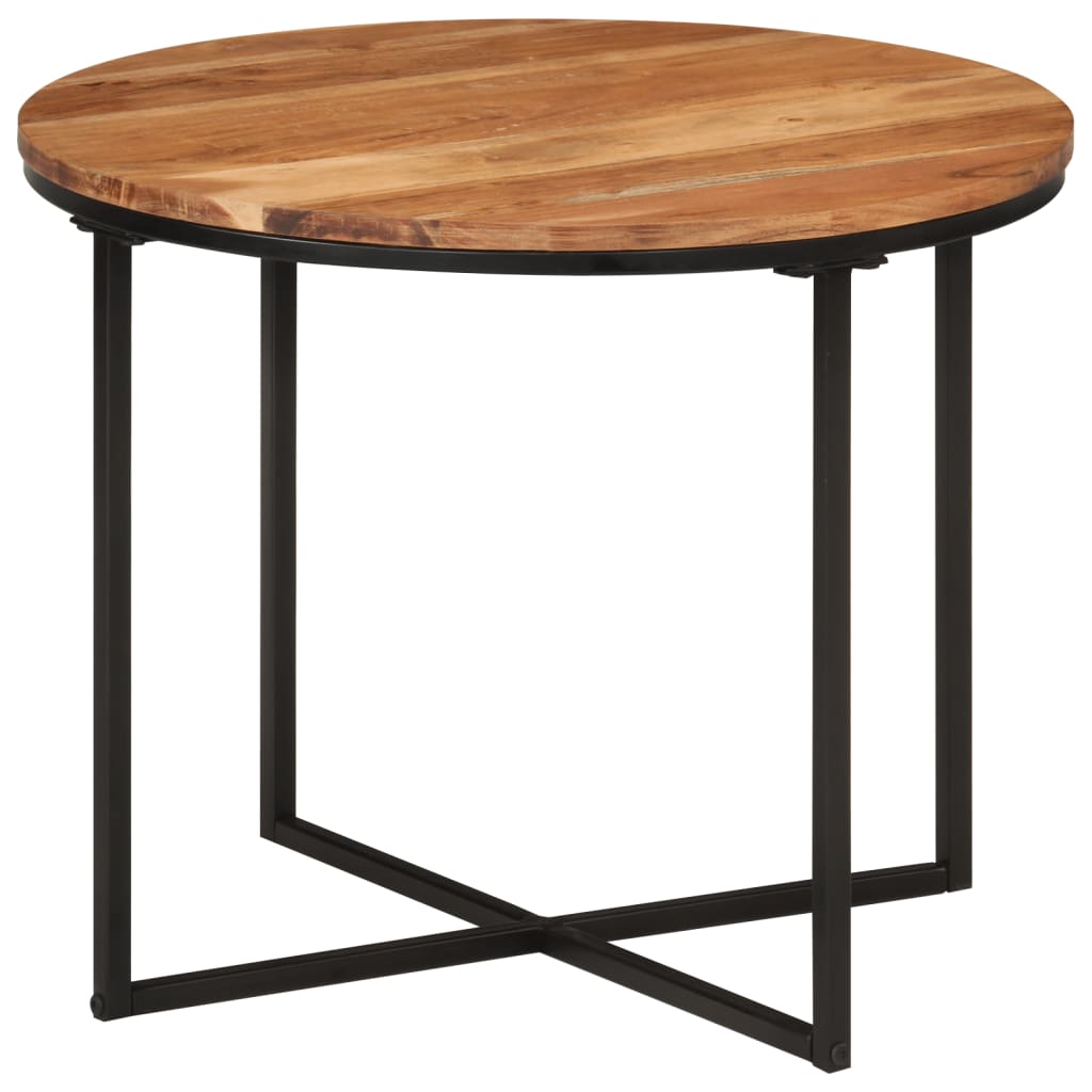 Coffee Table 55 X 55 X 45 Cm Solid Acacia Wood and Iron