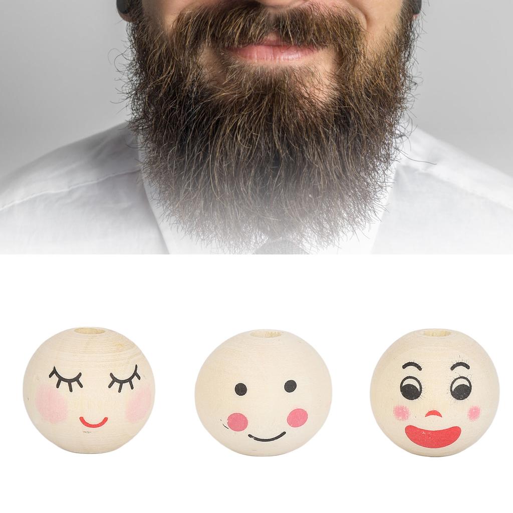 YIEUR Lot De 104 Perles Rondes En Bois Avec Visage De 20 Mm