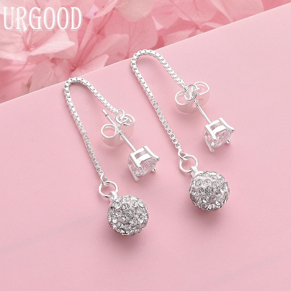 

Модные серьги-капли из стерлингового серебра 925 пробы с цирконами ААА 4 мм и 8 мм, свадебные украшения