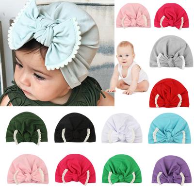 Baby Girl Hat Infant Bowknot Print Bow Turban Beanie Hats Head Wrap For Kids Cap