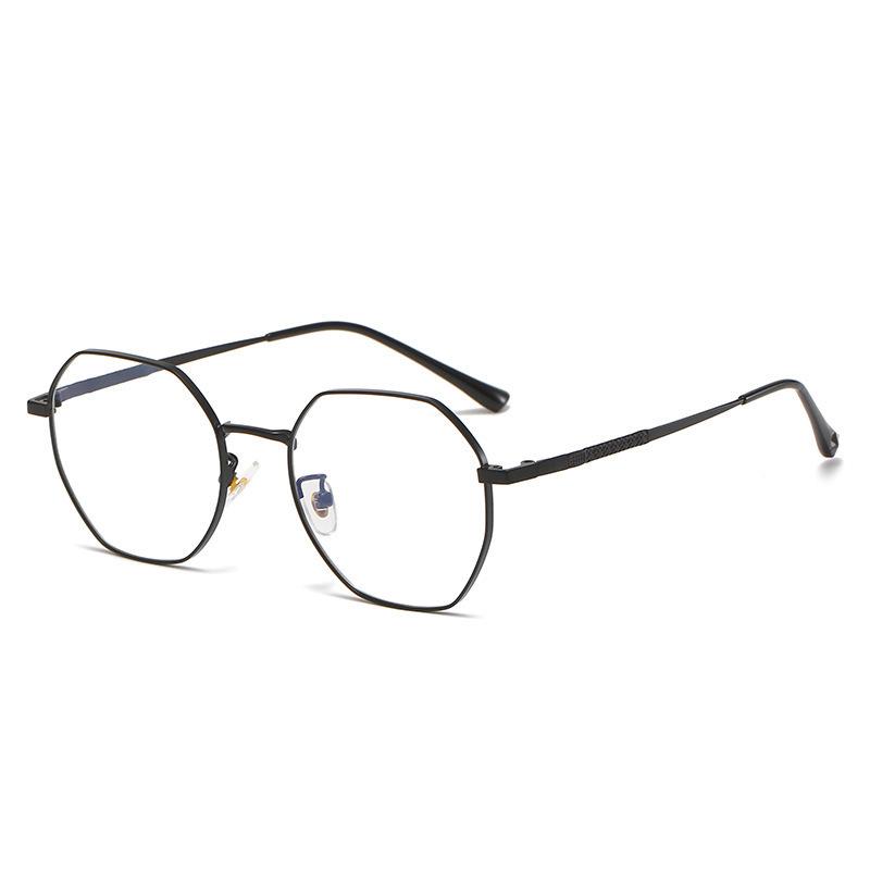 Unisex Octagonal Metal Frame Glasses with Anti-Blue Light and Myopia Prescription.