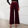 Summer Women's Long Pants Commuter Style High Waist Temperament Velvet Wide Leg Pants