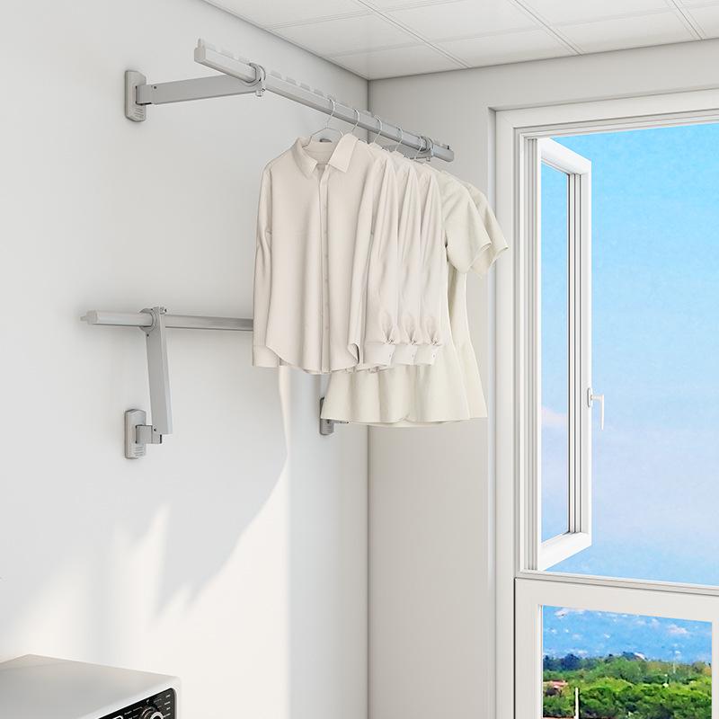 Wall-Mounted Foldable Clothes Rack for Bathroom or Window Without Balcony