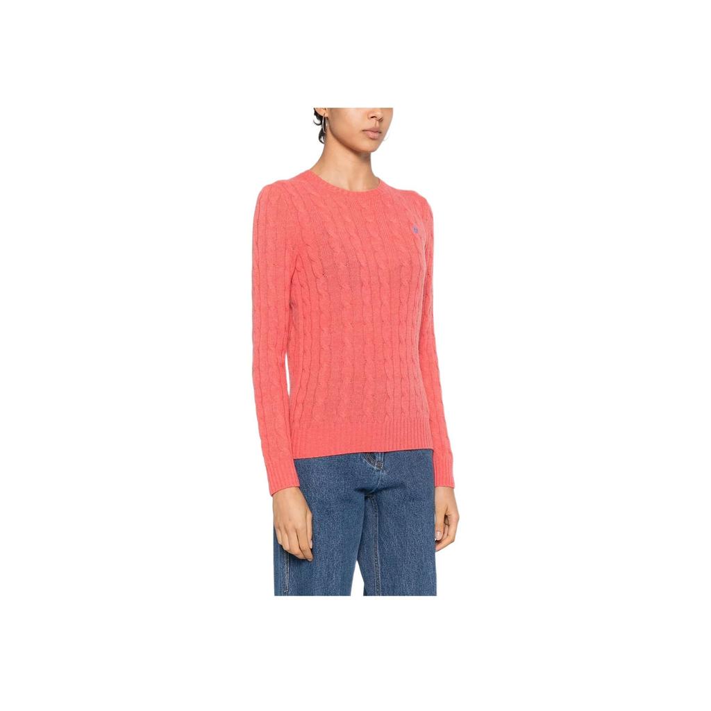 Polo Ralph Lauren FW24 Solid Color Crew Neck Cable Knit Small Pony Embroidered Slim Fit Long Sleeve Sweater Women Sweater Rose-Red WMPOSWENC021014-999