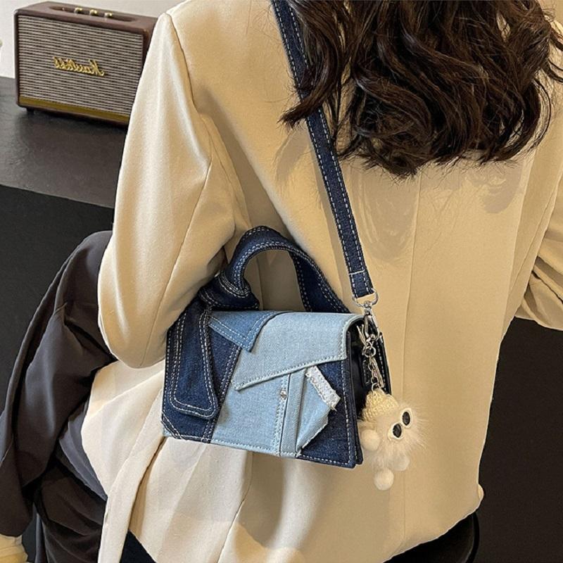 High Quality Denim Patchwork Women Crossbody Small Square Bag 2026 female Stylish Versatile Handbag Casual Shoulder Bag Niche
