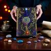 Mystic Pentacle Leather Journal | 5×7" Handmade Deckle Edge Paper | Wiccan Moon & Serpent Art Notebook | Vintage Occult Grimoire with Lock