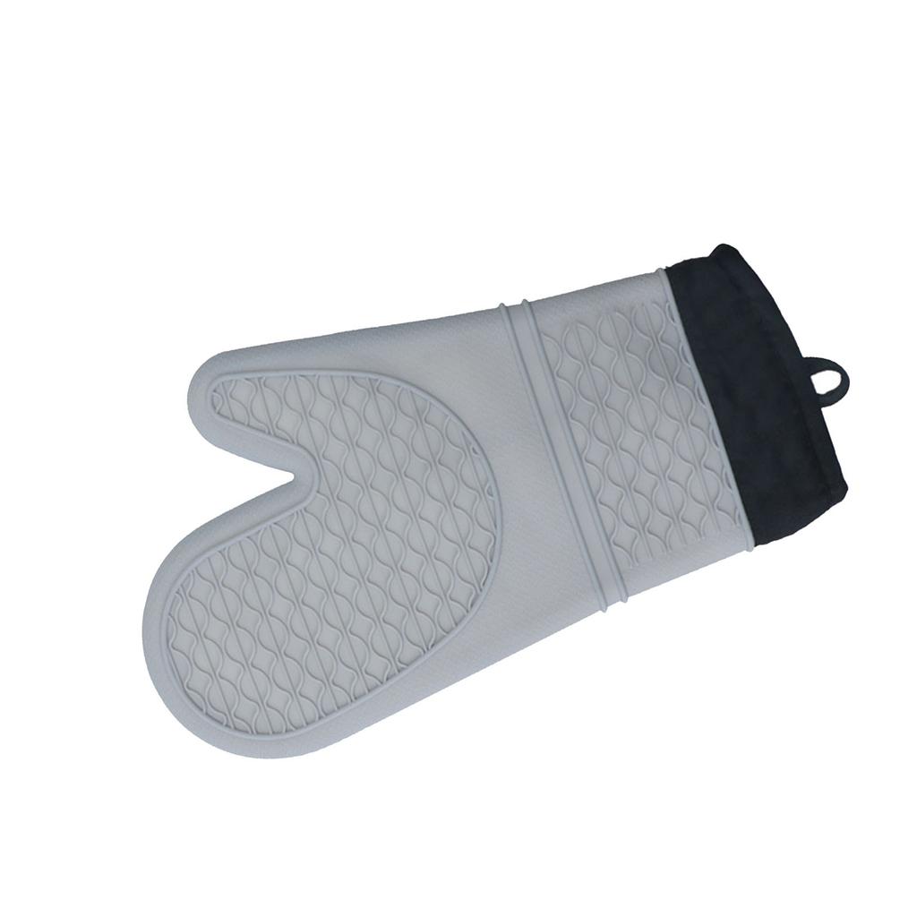 Silicone Oven Gloves Microwave Oven Gloves Heat Resistant Baking Antiscald Thickened Baking Gloves Gray