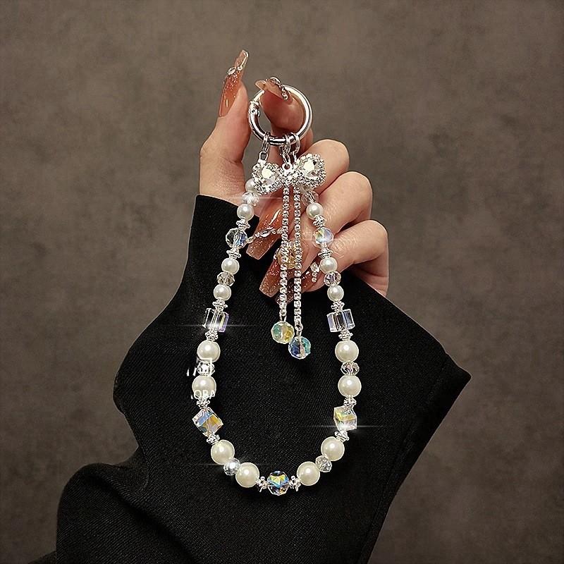 Fashion Luxury Sparkling Butterfly Pvc Phone Chain With Crystal Beads For Women And Men