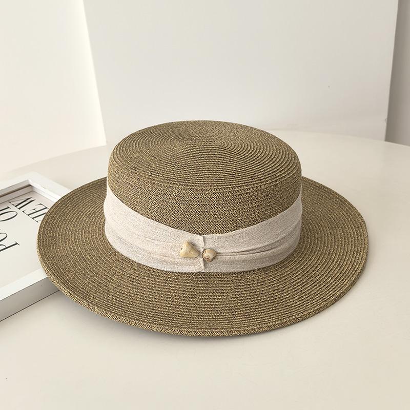 

Цвет лето, дофамин тонкий папирус плоская тулья верх верх шляпа-цилиндр лето плоские поля широкие вдоль соломенная шляпа женская тень пляжная шляпа Adult (55-58cm) хаки