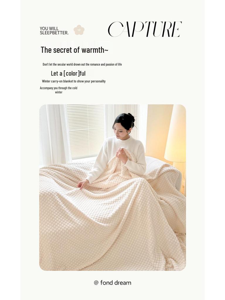 Four Seasons Flannel Jacquard Dotted Velvet Sofa Blanket