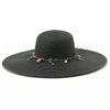 Ladies' Summer Straw Hat 13CM Large Brimmed Beach Hat Sunshade Hat Outdoor Beach Travel Hat Foldable
