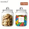 1/2PCS Large Glass Storage Jars with Airtight Flip-Top Lids - Wide Mouth Reusable Pantry Containers for Flour Sugar Pasta