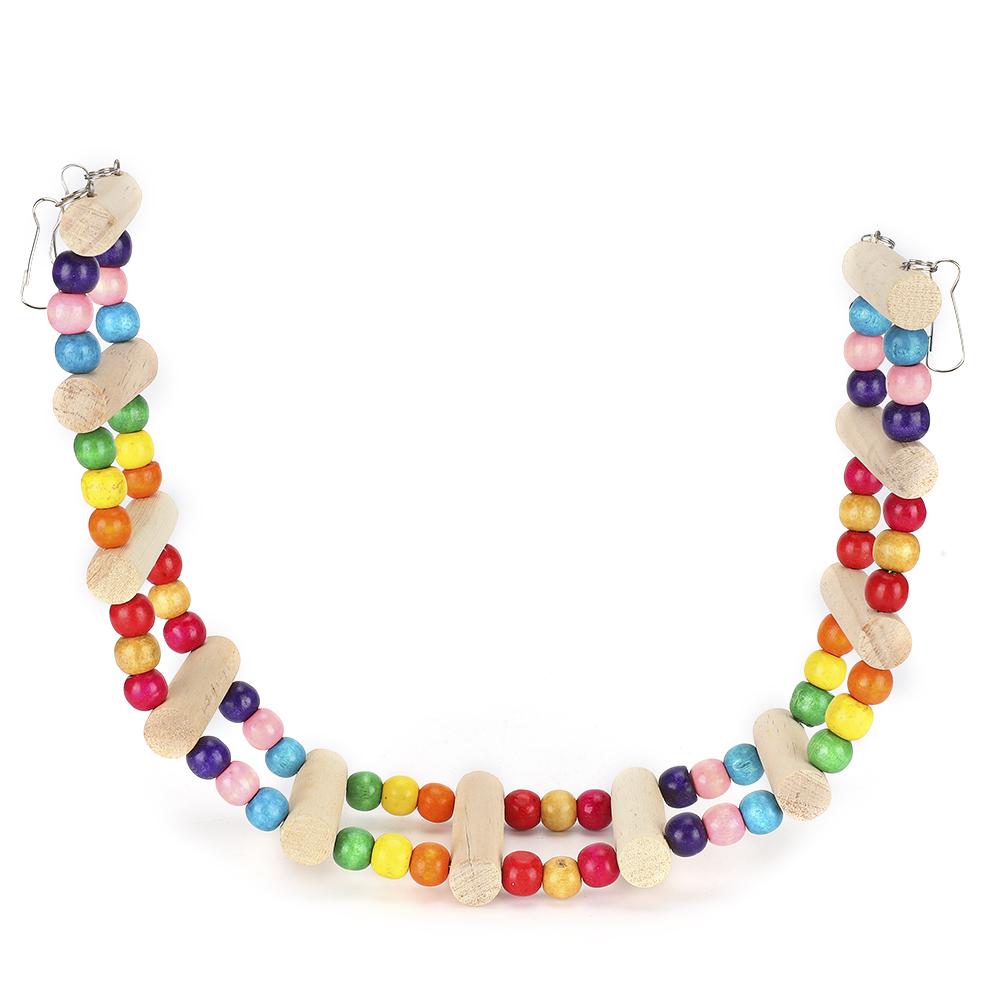 Wood Pet Parrot Suspension Bridge Climbing Toy Bending Freely Playing Supply6x39cm