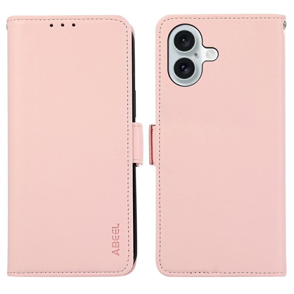 

ABEEL For iPhone 17 Case Leather Phone Cover with RFID Blocking Wallet Pink