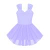 Child Girls Gymnastics Leotards with Tutu Skirt V Neck Sleeveless Dance Dress Ballerina Dancewear Ballroom Costume