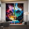 Aurora Landscape Pattern Printed Curtains Pole Bag Christmas Decorations Daily Home Room Made Of Polyester