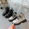 Children's Boots for Girls Bling Sequins Causal Toddles Leather Boots Fashion New Versatile Kids Ankle Boots Patchwork Round-toe
