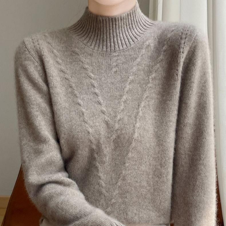 Sweater Women Half Turtleneck Pullover for Women In Autumn and Winter Thick Loose Solid-color Knitted Sweater and Inner Top