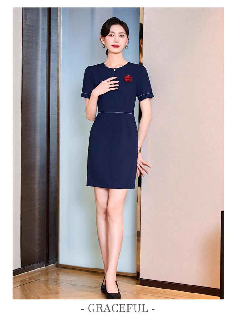 2025 Women's Short-Sleeve Professional Dress with Pockets - Summer Office Workwear