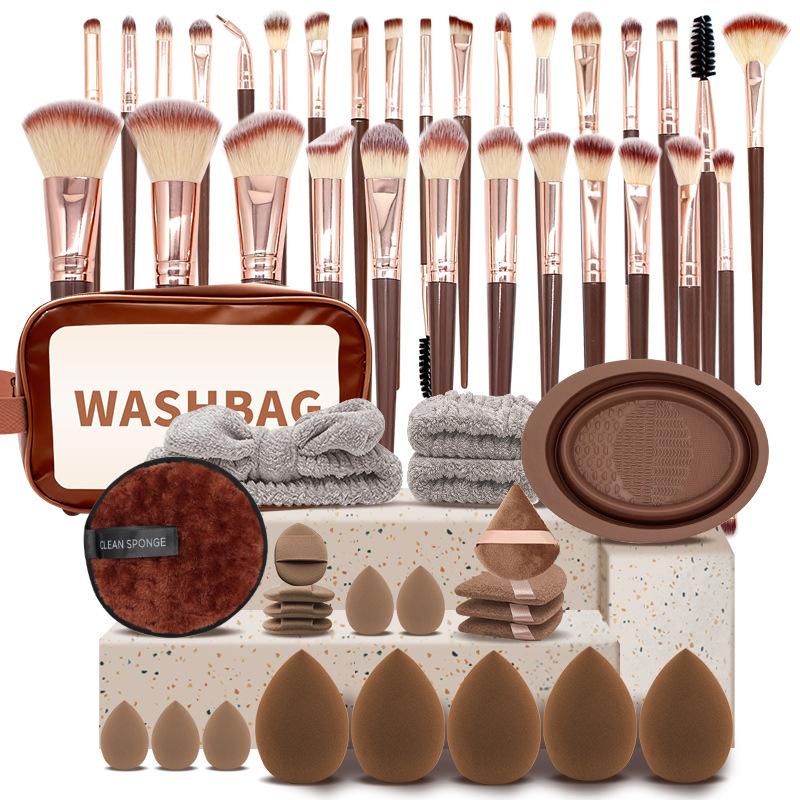Professional 20-56PCS Makeup Brush Set Portable Storage Bag Soft Beauty Sponge Powder Puff Cosmetic Blending Brush Face Makeup Tools for Travel Daily