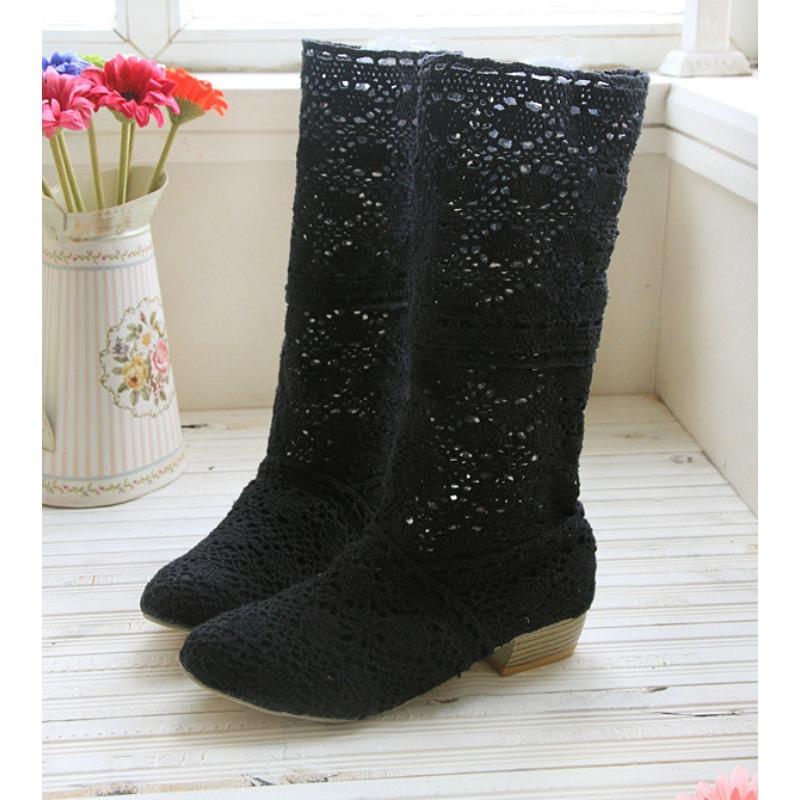 

Hollow spring and summer single boots cool boots medium boots large size women s shoes 39 чорний