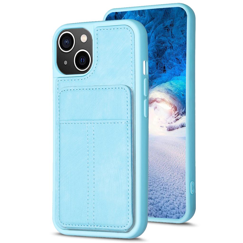BF28 For iPhone 15 Kickstand Case Matte PU Leather Coated TPU Phone Cover with Card Holder