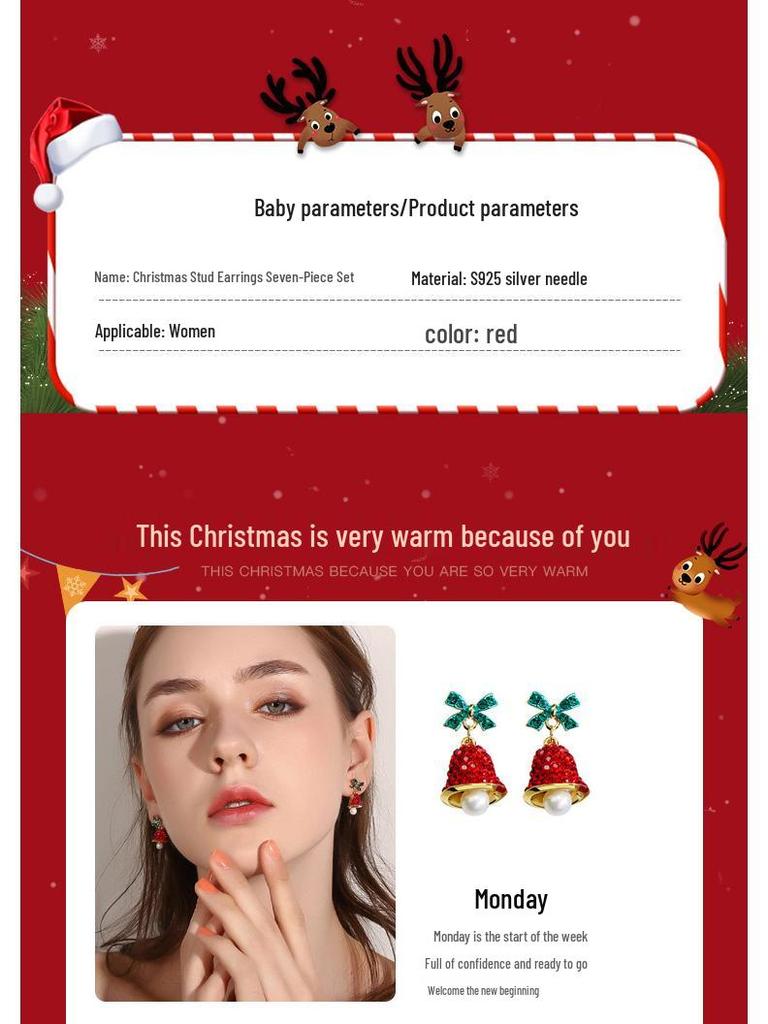 925 Silber Schleifenstecker Set: Elegantes rotes Weihnachtsgeschenk für Freundin