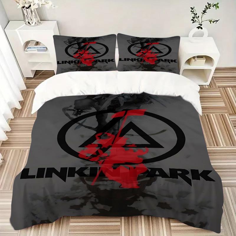 3pcs Linkin Park Band Merchandise Duvet Cover Set - Machine Washable, Includes 1 Duvet Cover and 2 Pillowcases, No Core Included, All-Season