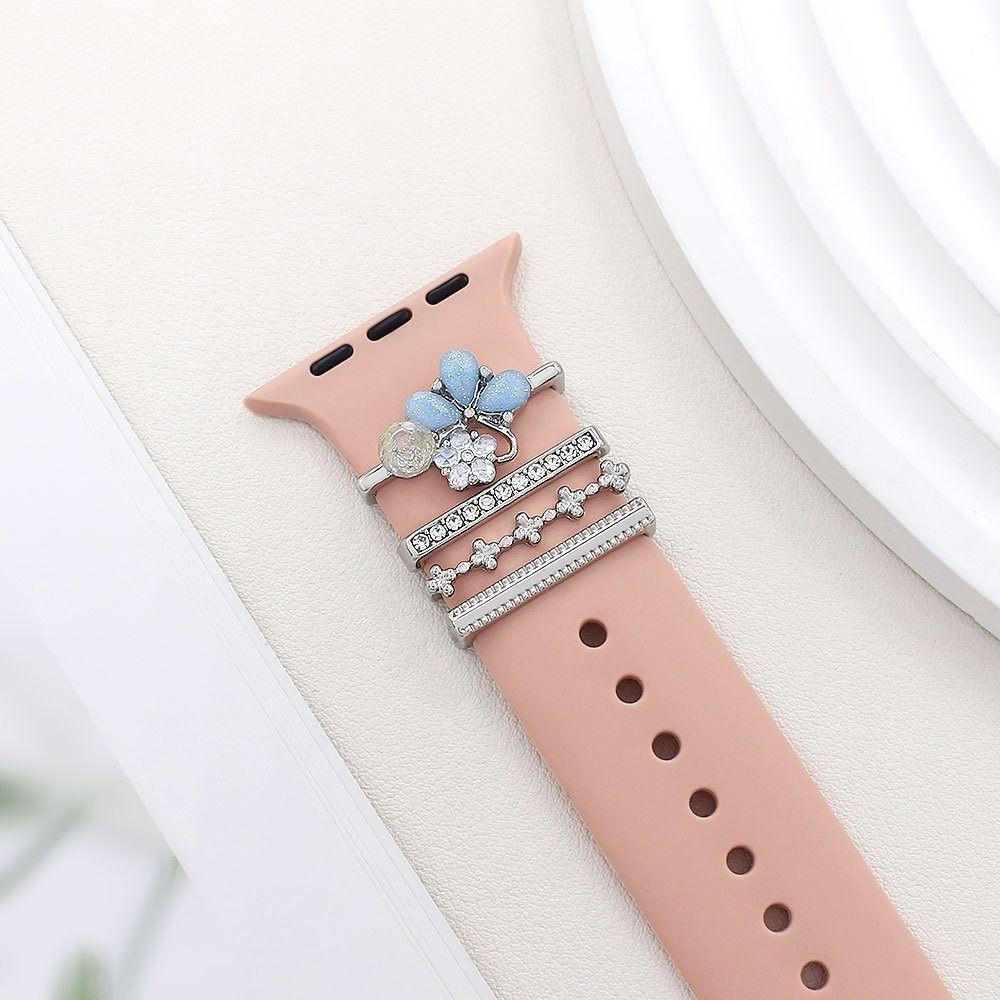 4Pcs Diamond Decorative Ring Metal Wristbelt Charms for Apple Watch Band for Apple Watch Band
