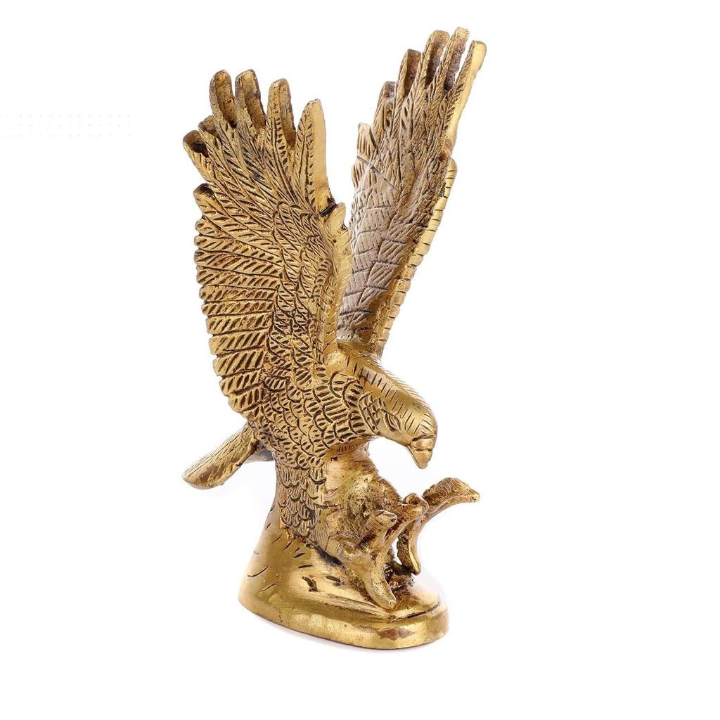 XOMARK Brass Flying Eagle Statue Hawk Sculpture Feng Shui Decorative Handmade Wild Bird Garuda Statue for Home