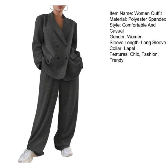 Women's Suits 2 Piece Set Oversized Blazer Jacket And Wide Leg Dressy Pants Casual Business Set Formal Office Work Outfits