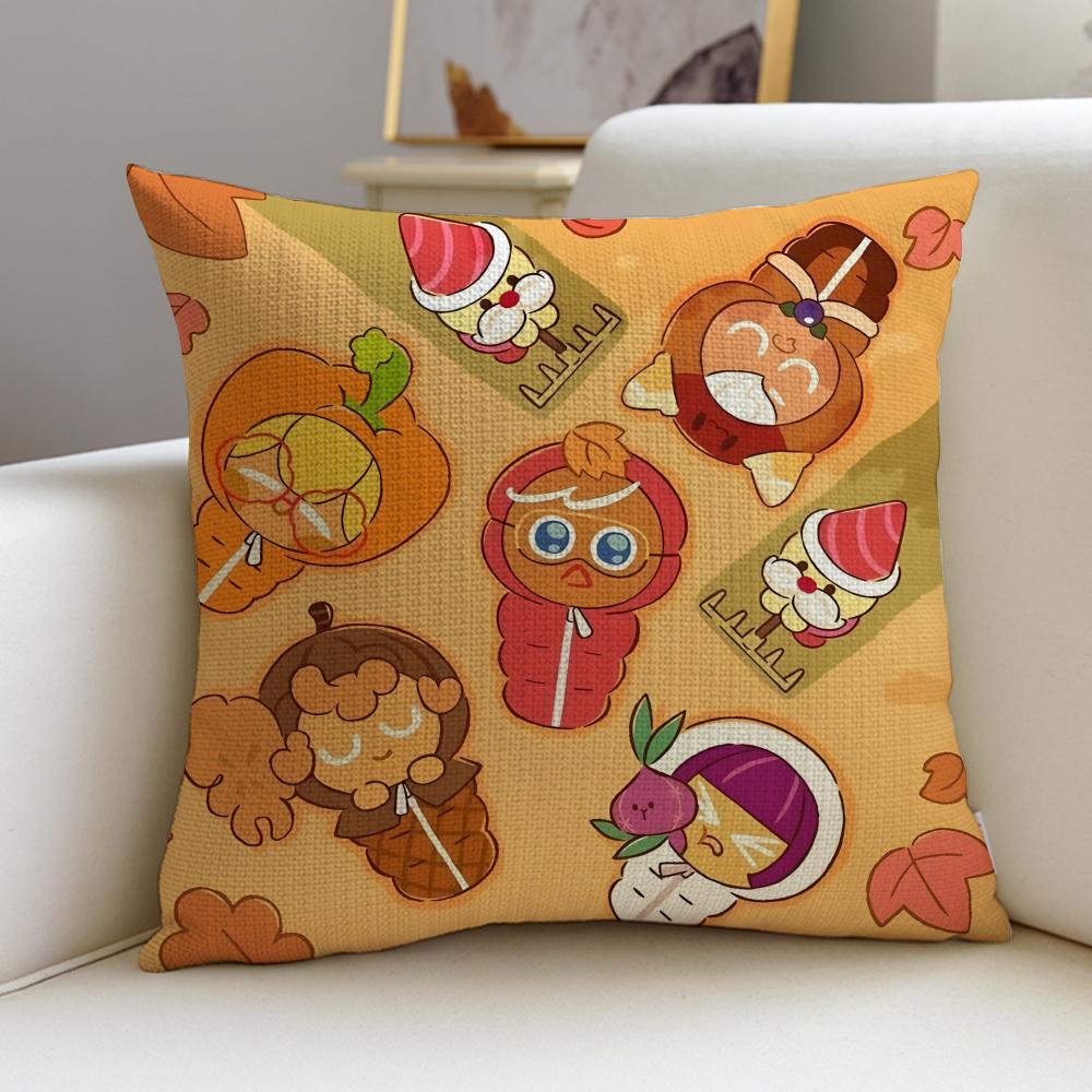 Fun CCookie RunS Cushion Cover Breathable and skinfriendly linen pillowcase square removable and washable cushion