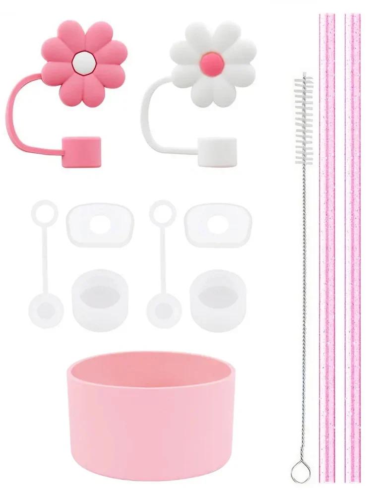 Set di 11 Pezzi di Accessori per Stanley Cup Tappo in Silicone Anti-Sversamento Copri Cannuccia Tappo Cannuccia Riutilizzabile 1 Spazzola per Pulizia 40oz 30oz