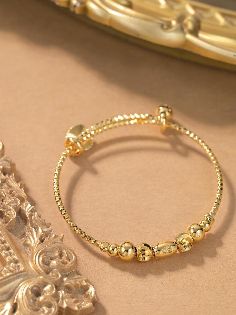 Cross-border Children's Fashion: Gold Pull-string Beaded Bracelet for Baby - Stylish Gift & Accessory