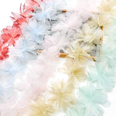 Colorful Gradual Change Gauze Three-Dimensional Flower Clothing With Shoes, Hats, Bags, Children'S Clothing Accessories, Decorative Flowers